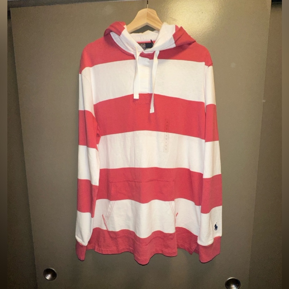 NWT STRIPED JERSEY HOODED RUGBY SHIRT
POLO RALPH LAUREN - Picture 2 of 5